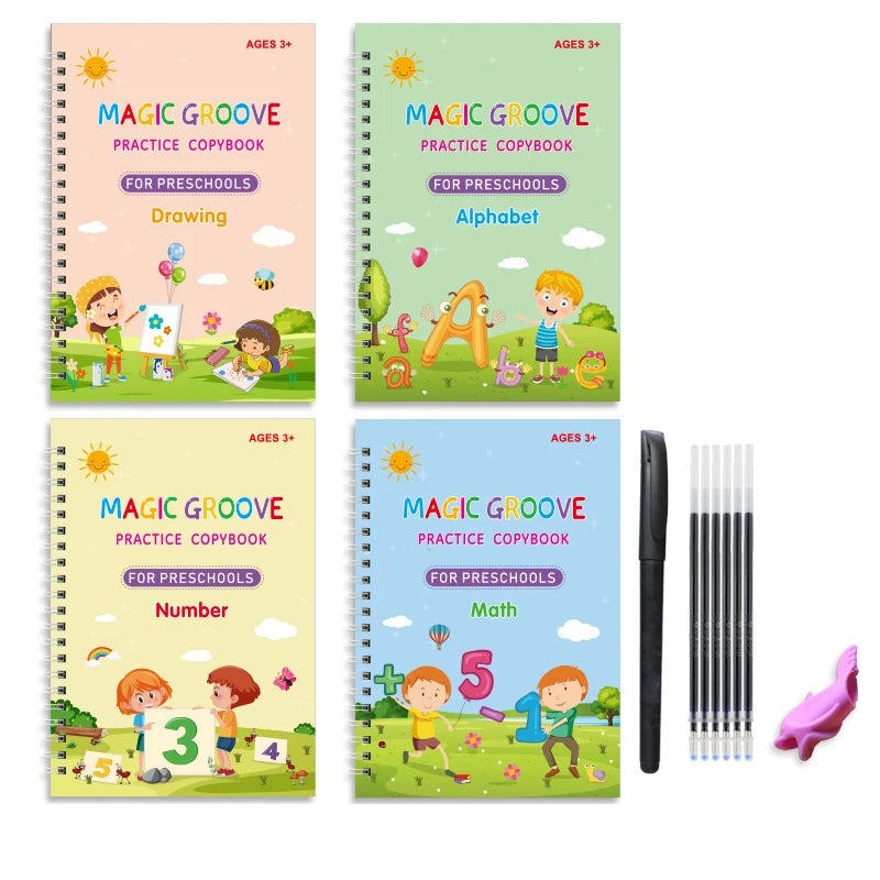 Magic Reusable Handwriting Tracing Workbooks (4 Pcs)