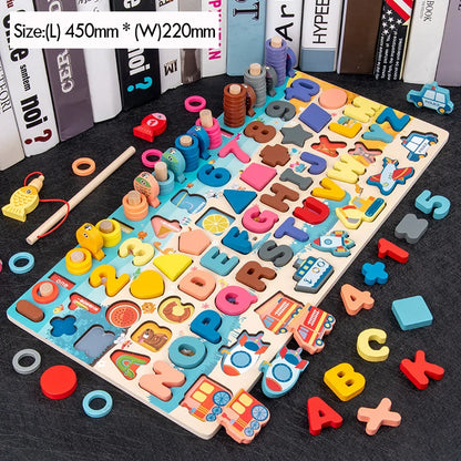 Montessori Wooden Math & Fishing Puzzle Toy