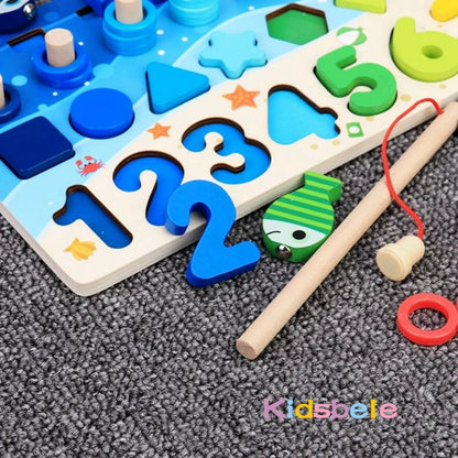 Montessori Wooden Math & Fishing Puzzle Toy
