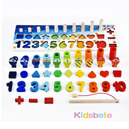 Montessori Wooden Math & Fishing Puzzle Toy