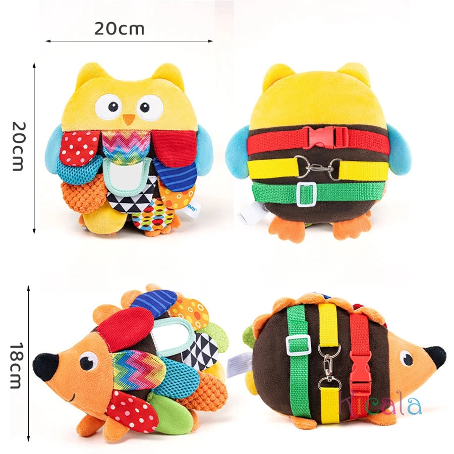 Hedgehog & Owl Sensory Plush Teething Toy for Newborns
