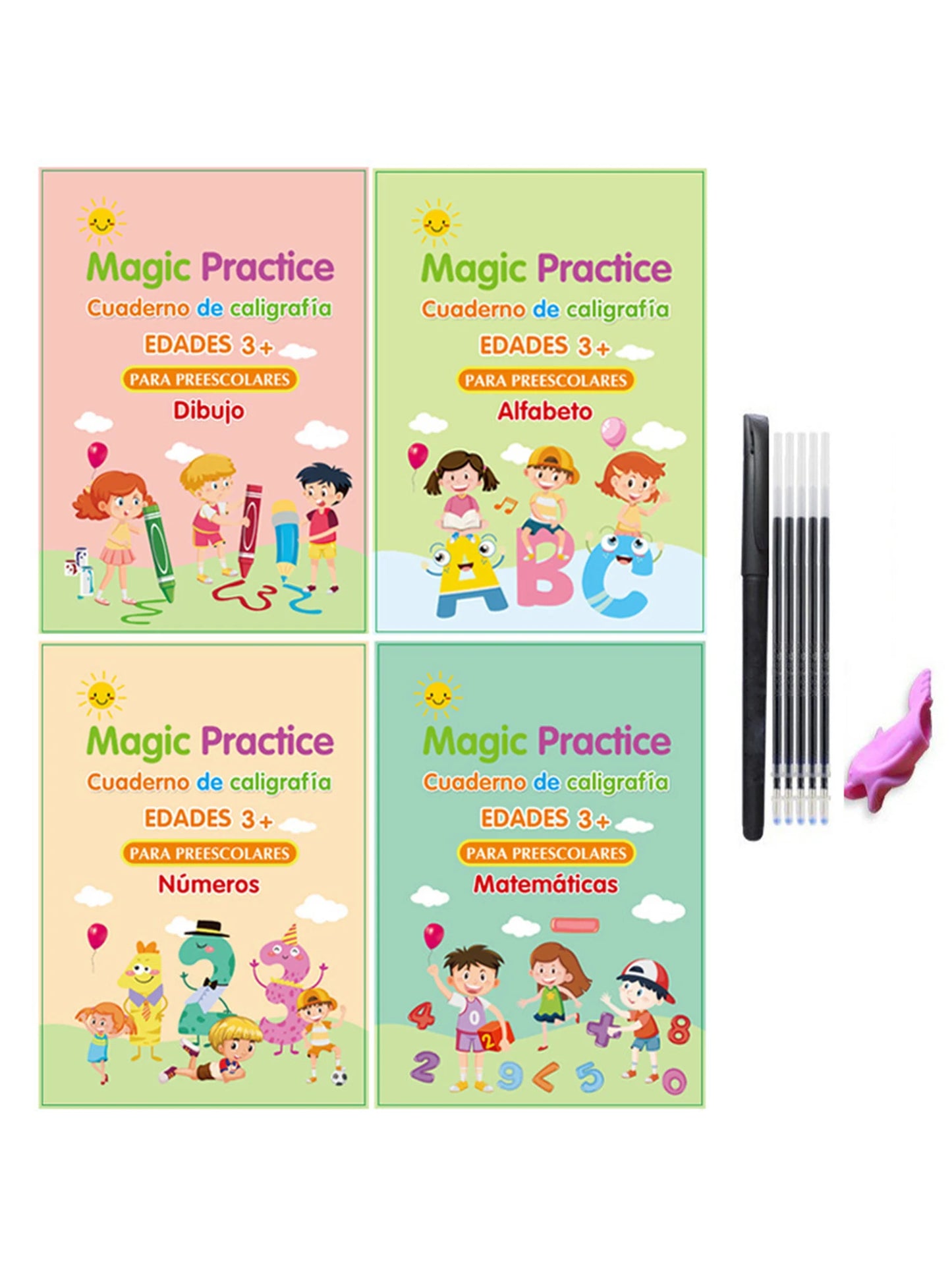 Magic Reusable Handwriting Tracing Workbooks (4 Pcs)