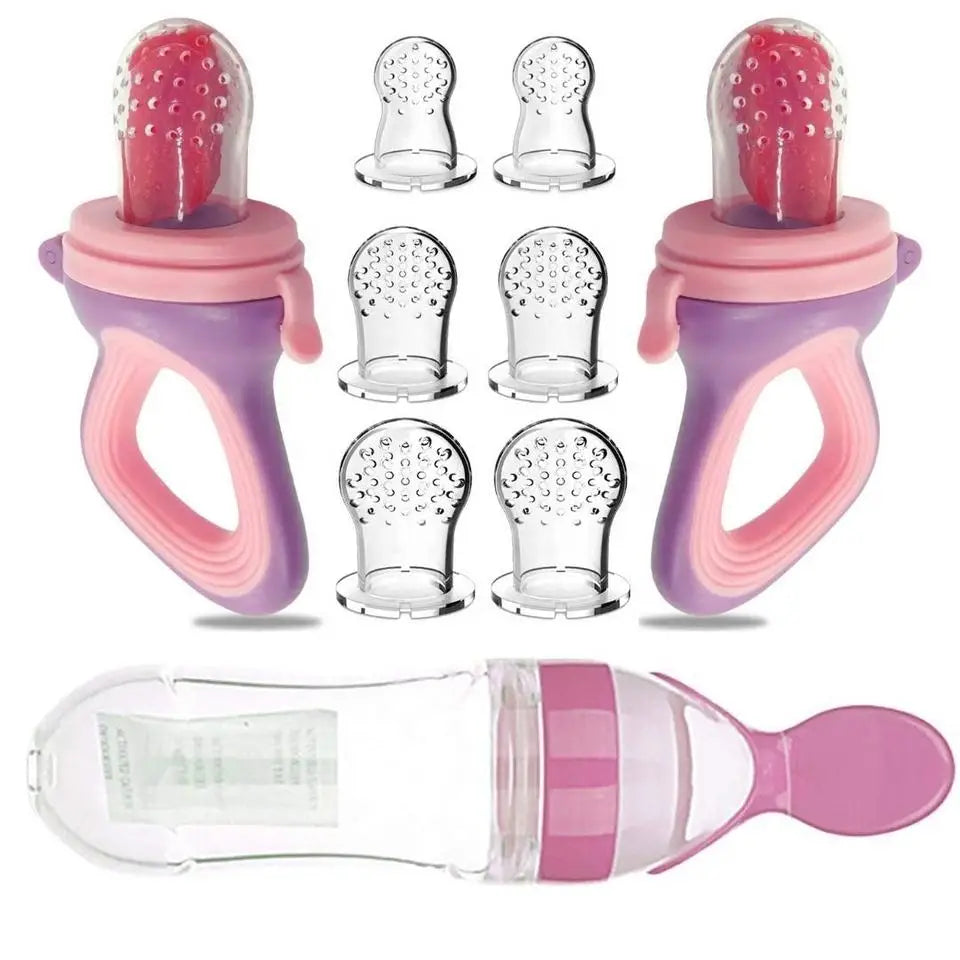 Silicone Squeeze Feeding Spoon & Baby Feeder Set