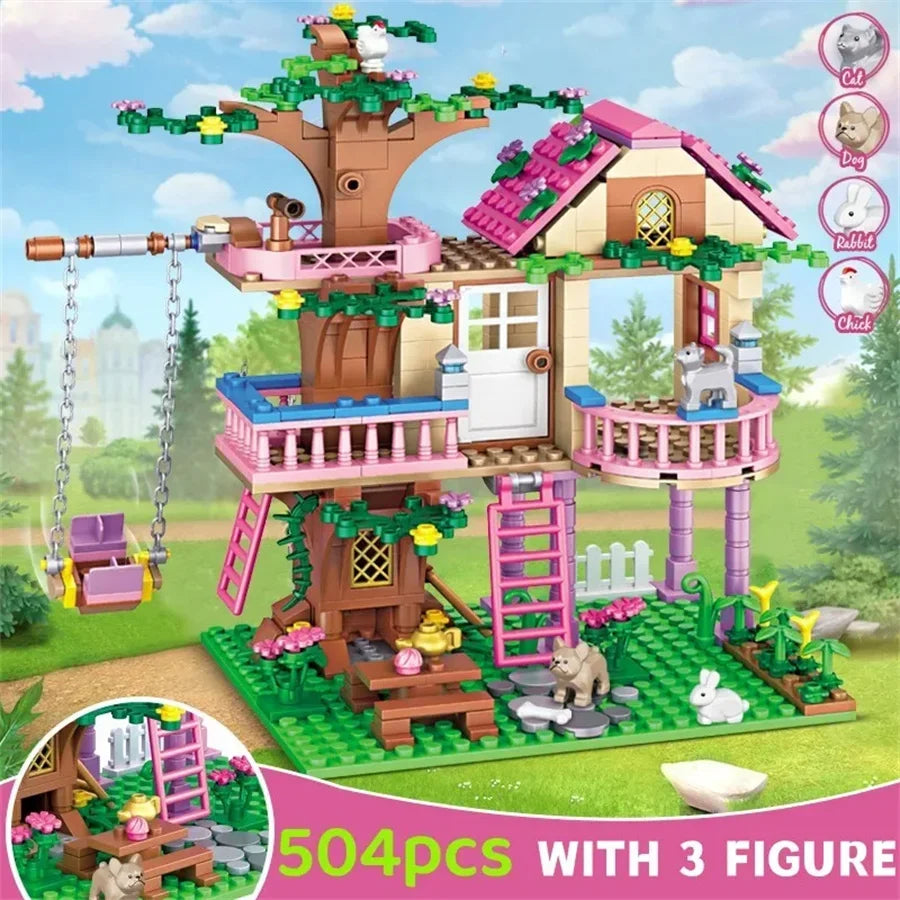 Girls Treehouse Friendship Building Blocks Set