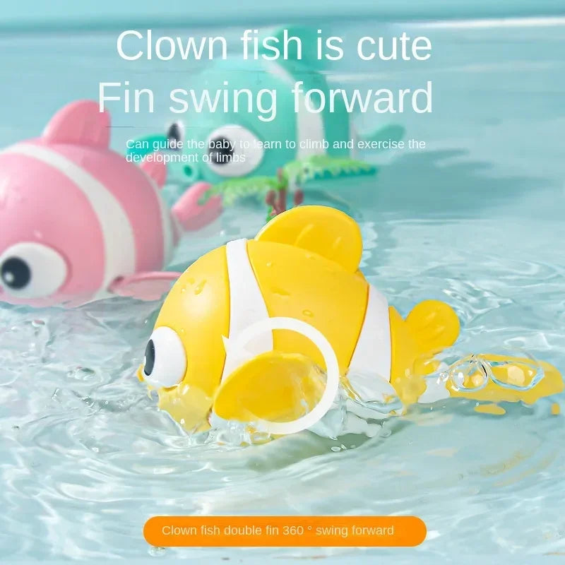 Wind-Up Swimming Clown Fish Bath Toy for Babies