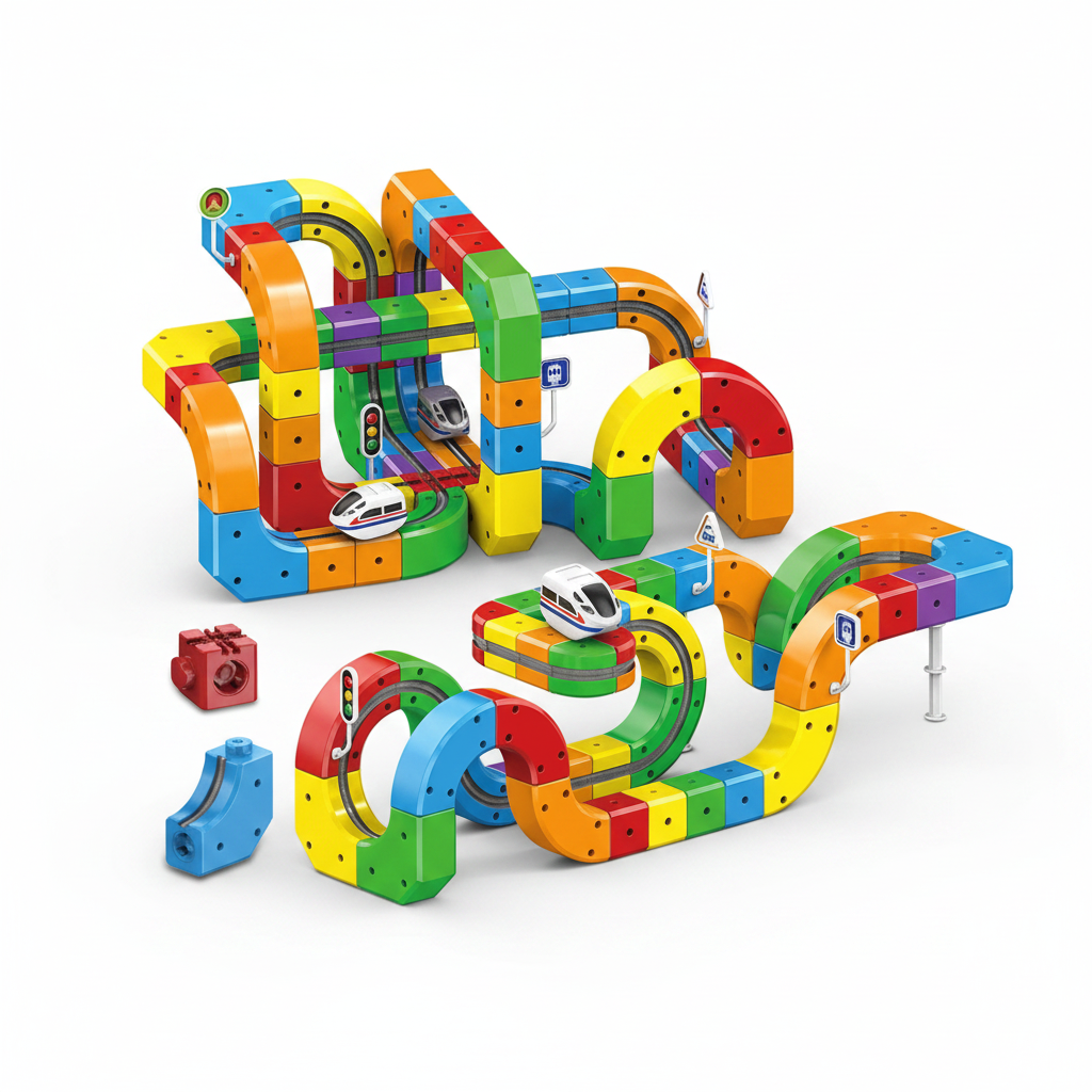 Electric Magnetic Rail Train Building Blocks Set
