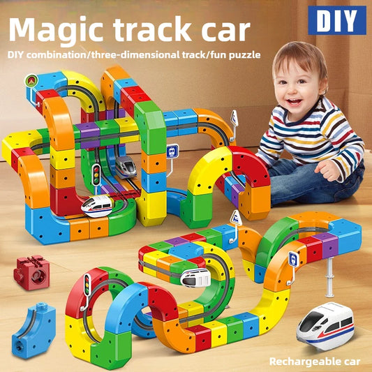Electric Magnetic Rail Train Building Blocks Set