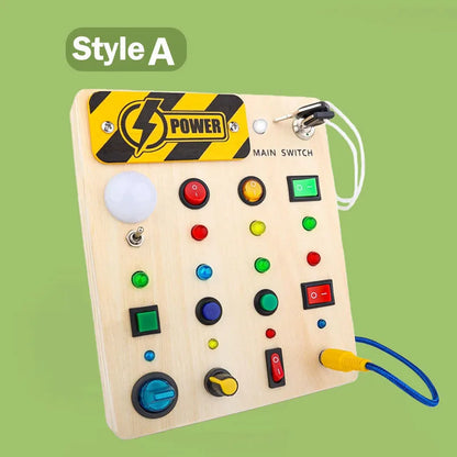 Montessori Wooden Busy Board with Switch Controls