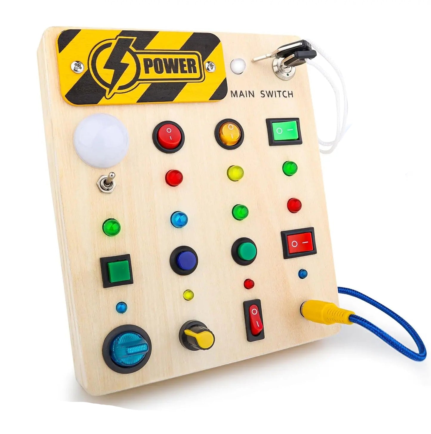 Montessori Wooden Busy Board with Switch Controls