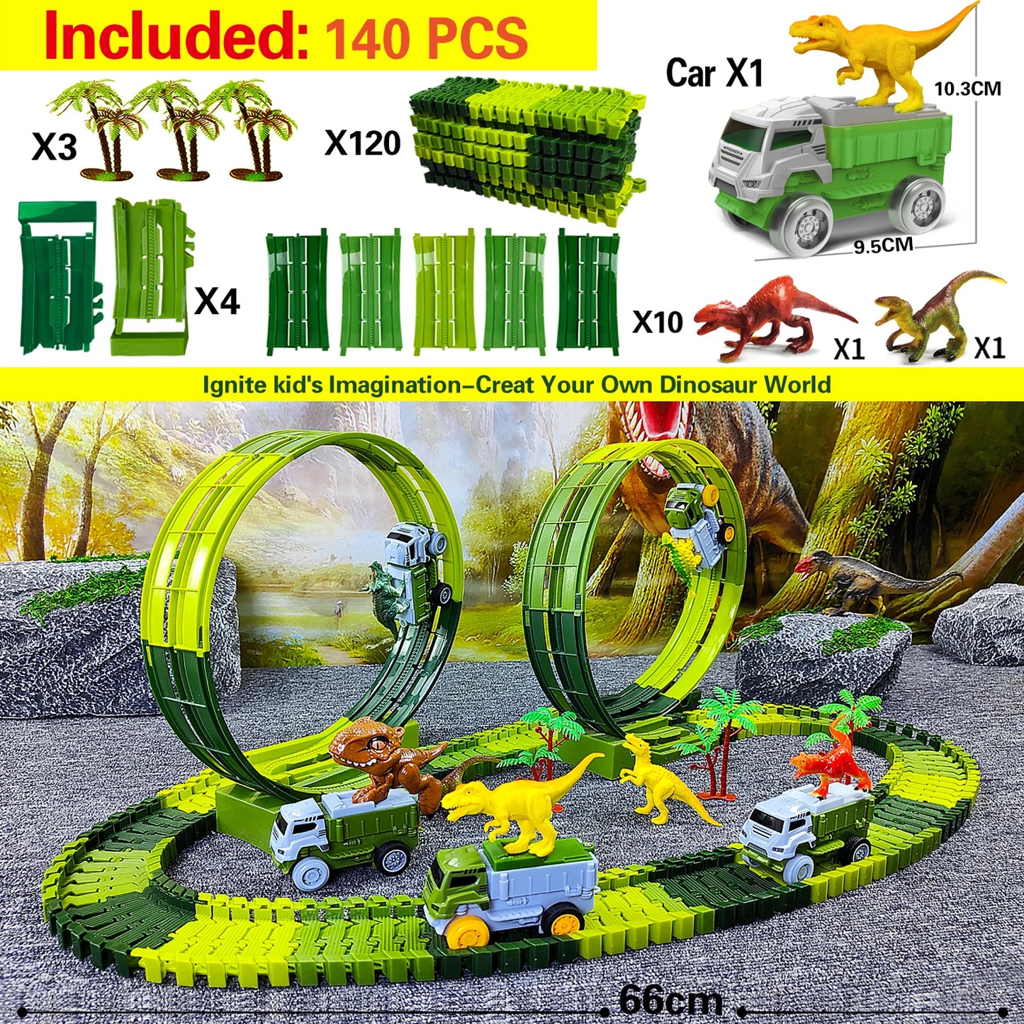 Anti-Gravity Dinosaur Race Track Set