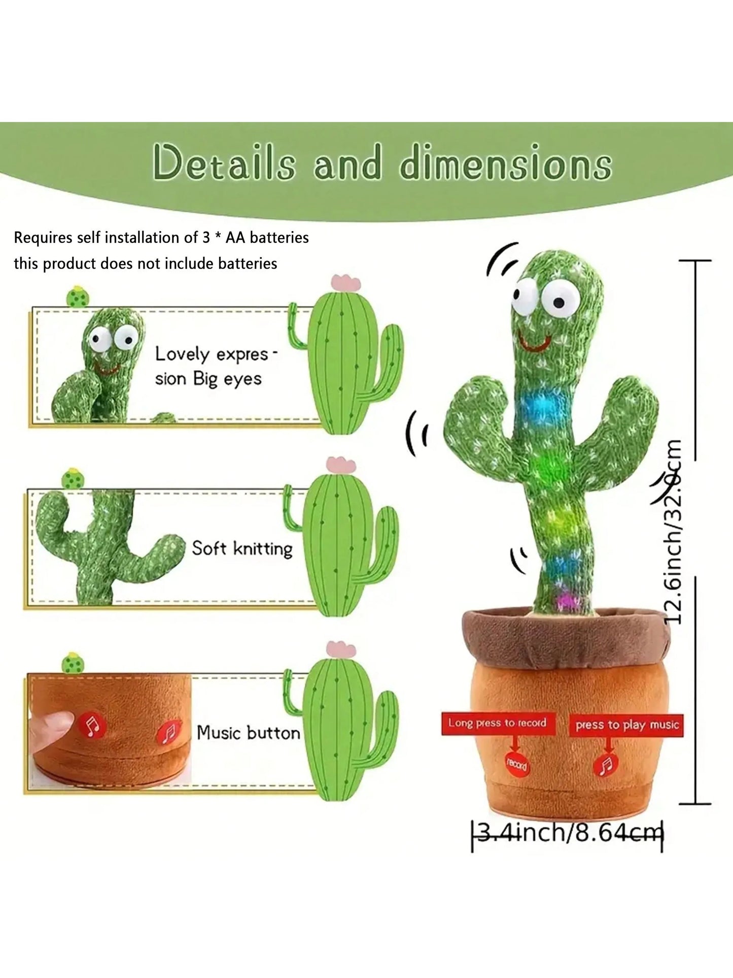 Dancing Talking Cactus Toy – Singing & Mimicking