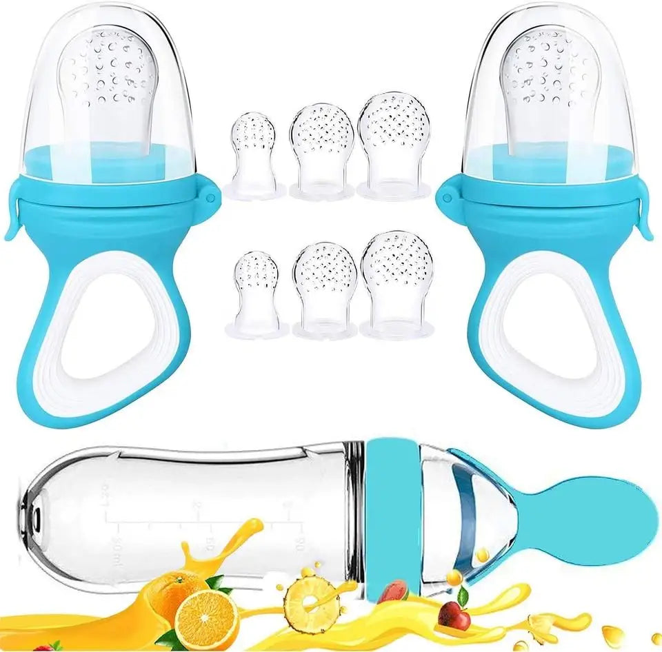 Silicone Squeeze Feeding Spoon & Baby Feeder Set