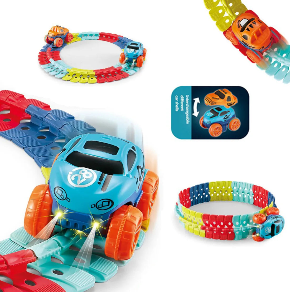 LED Race Car Flexible Track Set