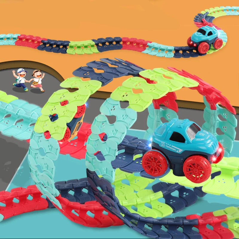 LED Race Car Flexible Track Set