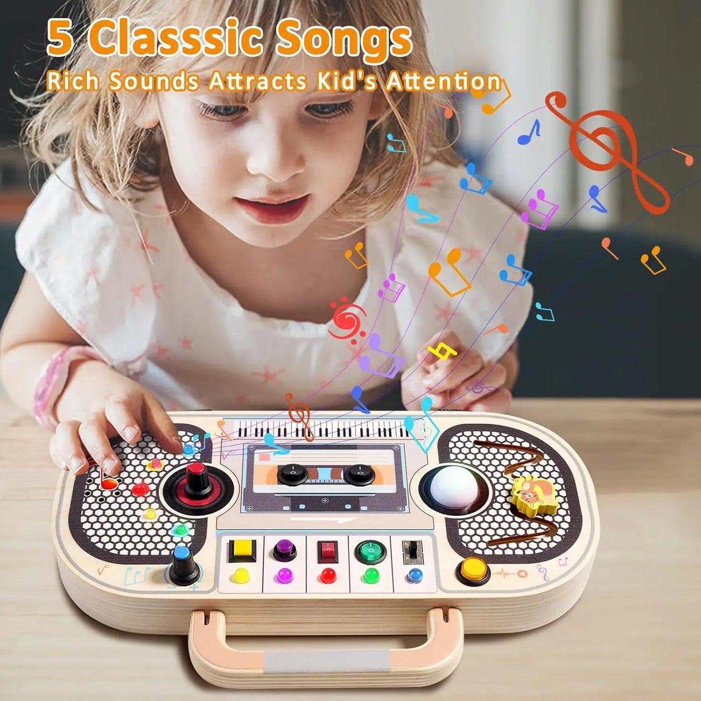 Montessori Wooden Busy Board with Switch Controls