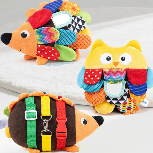 Hedgehog & Owl Sensory Plush Teething Toy for Newborns