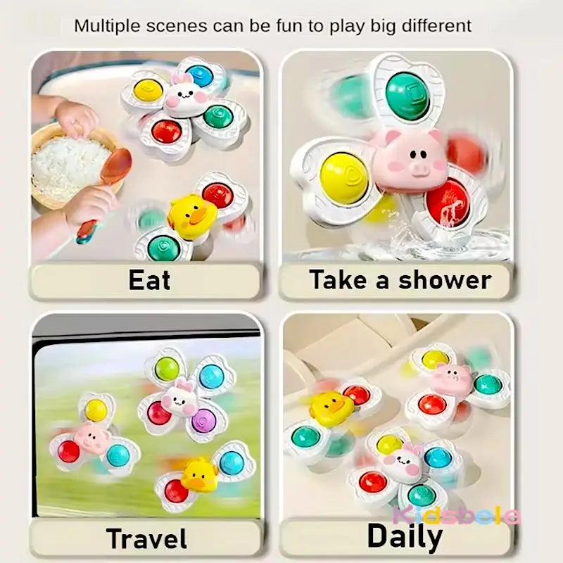 Baby Suction Cup Fidget Spinner Toy Set (3 PCS)