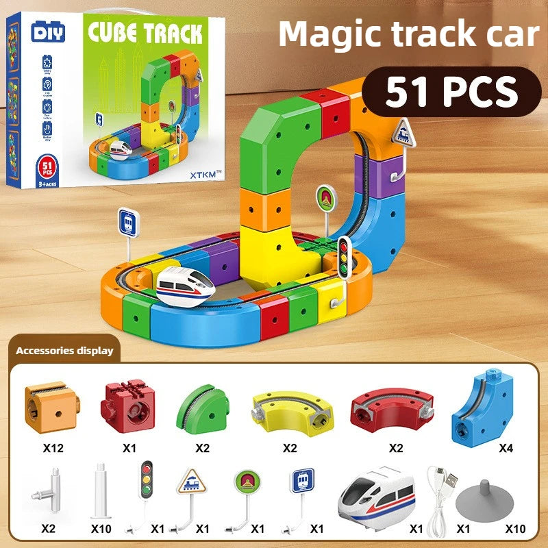 Electric Magnetic Rail Train Building Blocks Set
