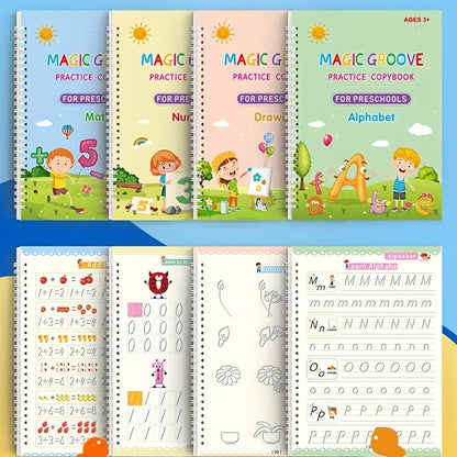 Magic Reusable Handwriting Tracing Workbooks (4 Pcs)