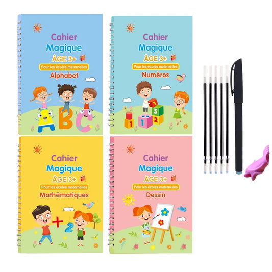 Magic Reusable Handwriting Tracing Workbooks (4 Pcs)
