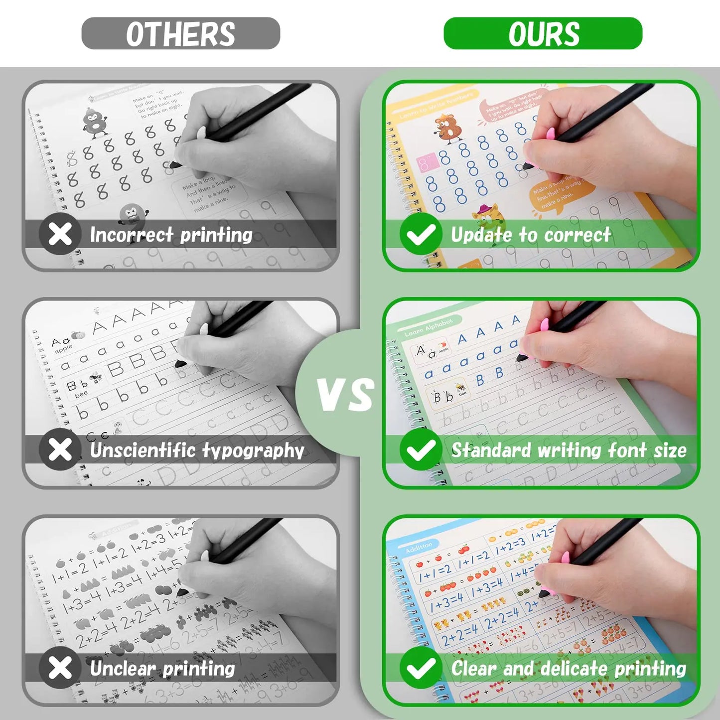 Magic Reusable Handwriting Tracing Workbooks (4 Pcs)