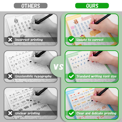 Magic Reusable Handwriting Tracing Workbooks (4 Pcs)