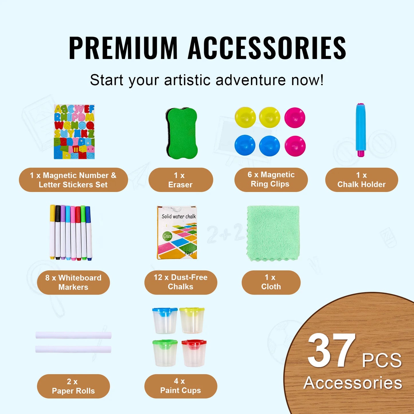 Double-Sided Wooden Art Easel for Kids