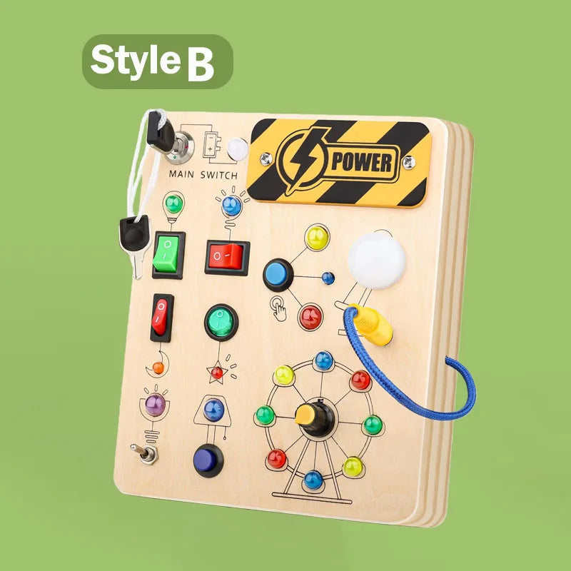 Montessori Wooden Busy Board with Switch Controls