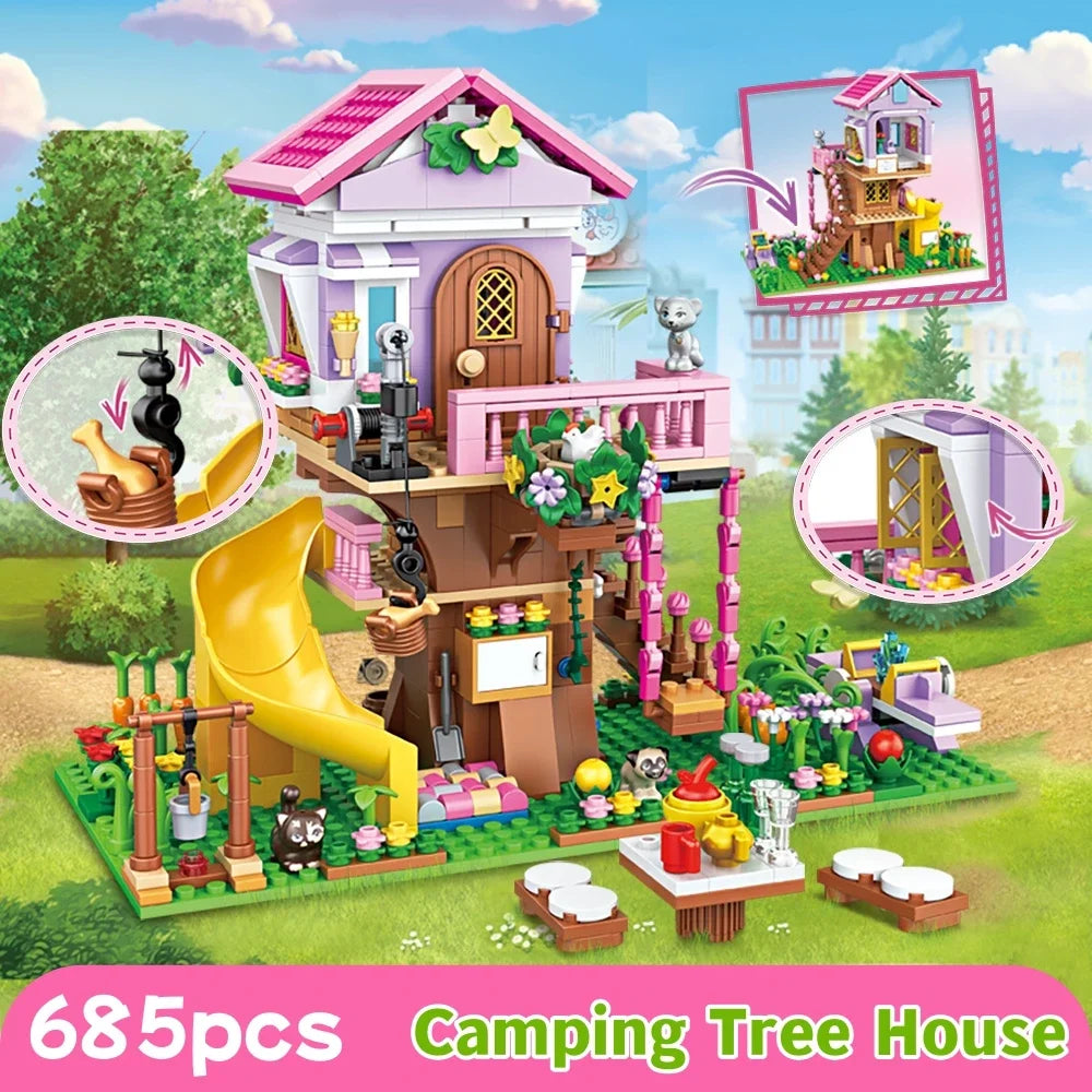 Girls Treehouse Friendship Building Blocks Set