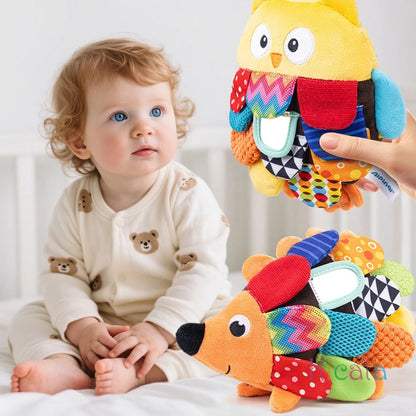 Hedgehog & Owl Sensory Plush Teething Toy for Newborns