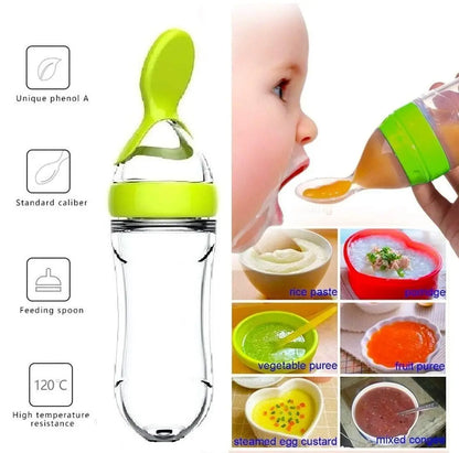 Silicone Squeeze Feeding Spoon & Baby Feeder Set