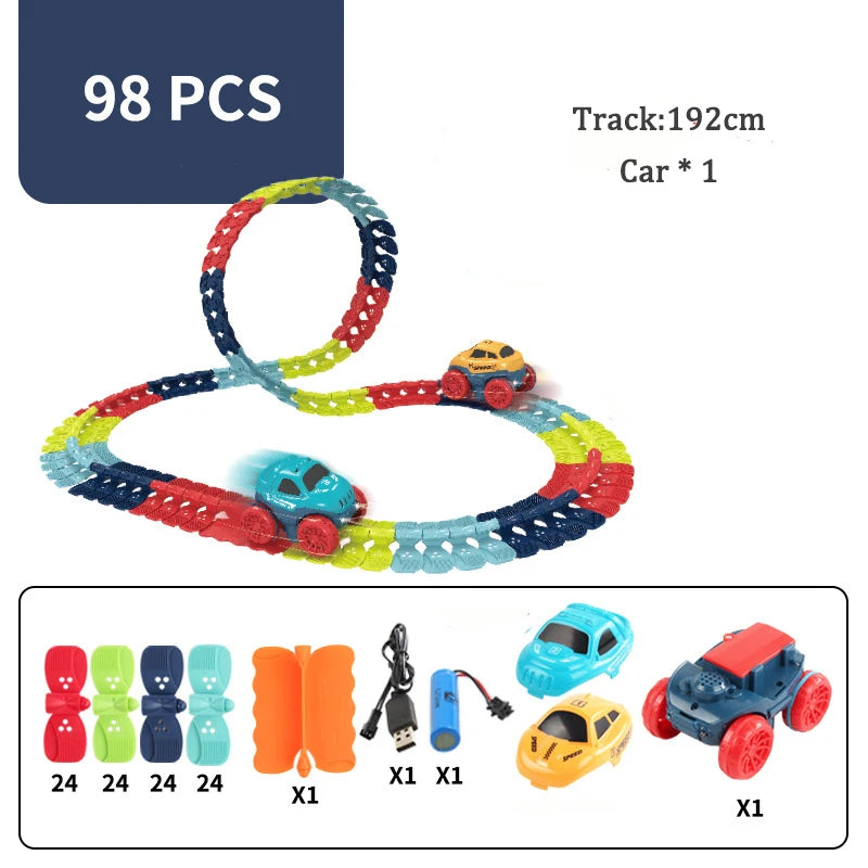 LED Race Car Flexible Track Set