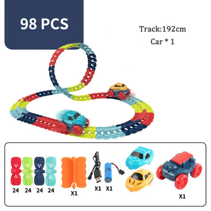 LED Race Car Flexible Track Set