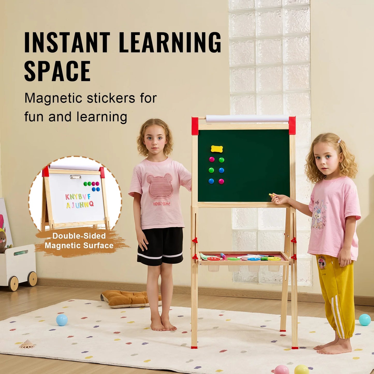 Double-Sided Wooden Art Easel for Kids