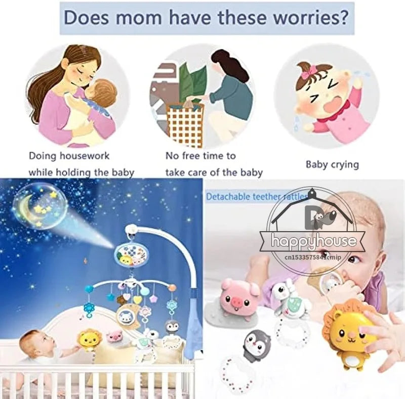Baby Crib Mobile with Music, Lights & Projection