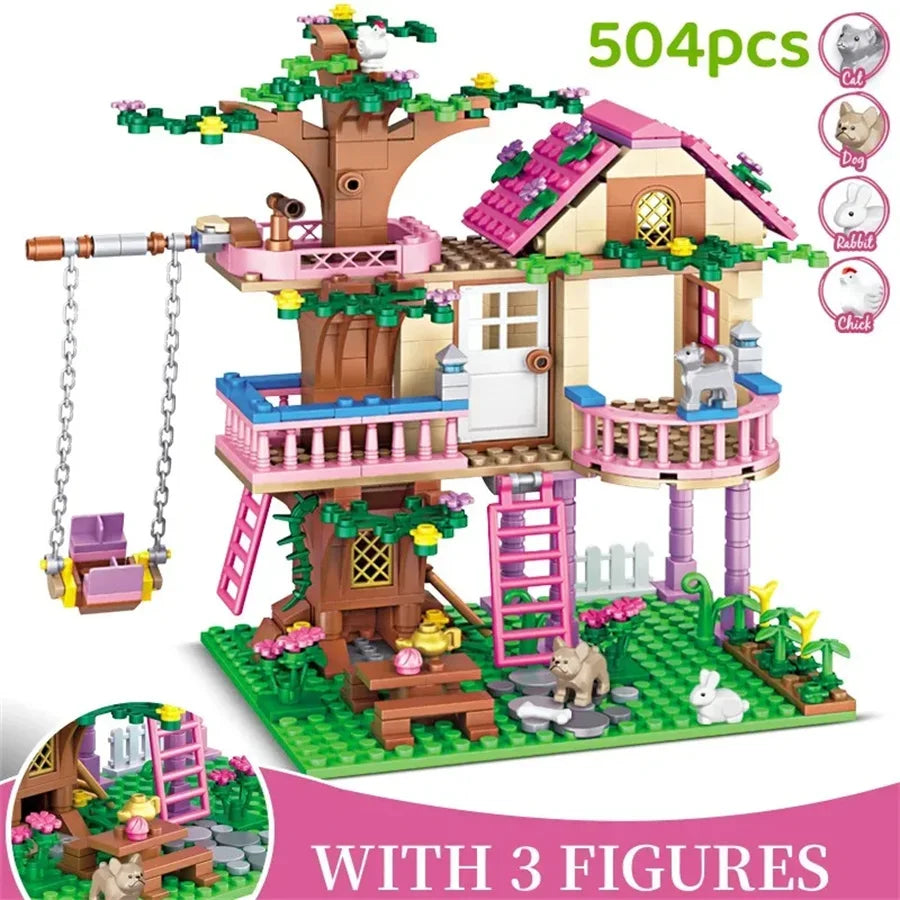 Girls Treehouse Friendship Building Blocks Set