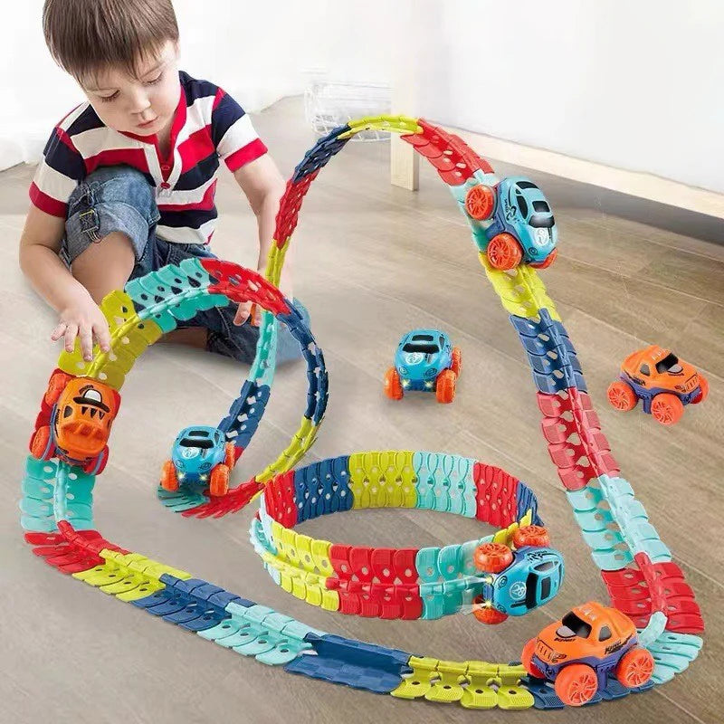 LED Race Car Flexible Track Set